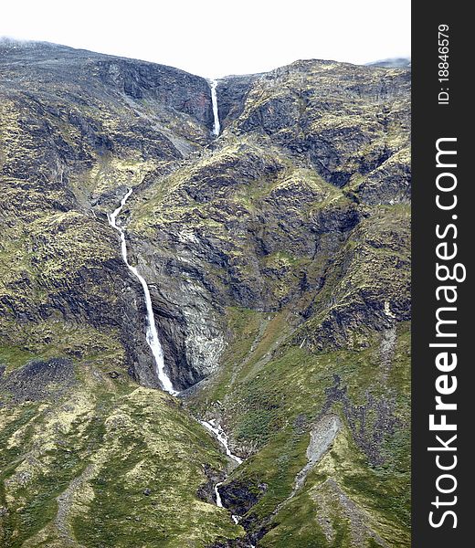 Stream flowing down from the mountains-a typical picture of Norway,