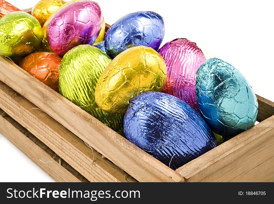 Colorful easter eggs on white background