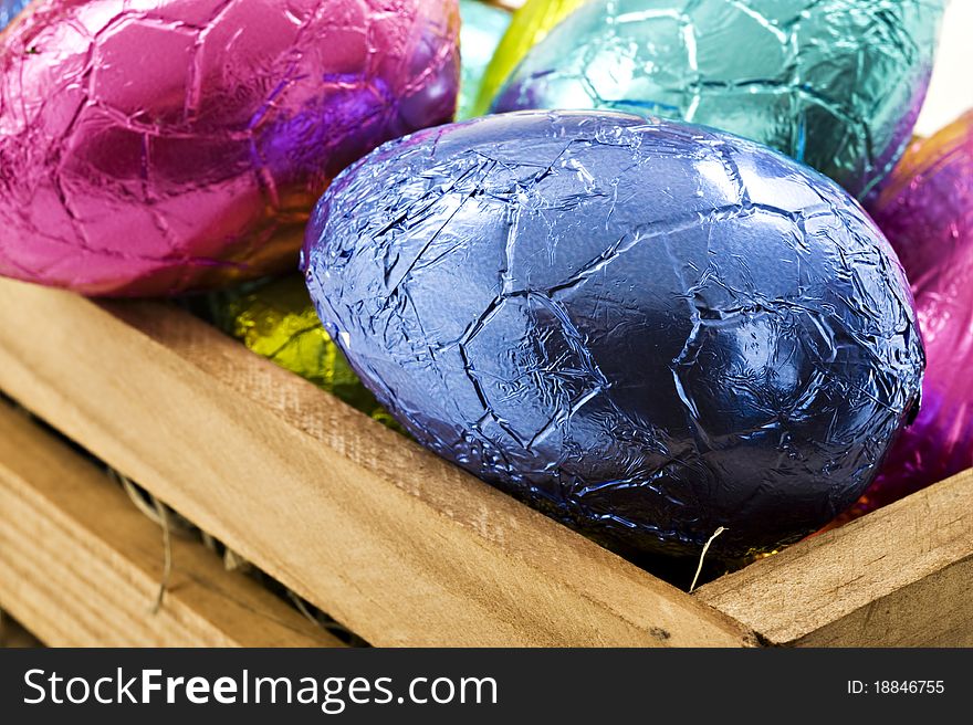 Colorful easter eggs on white background