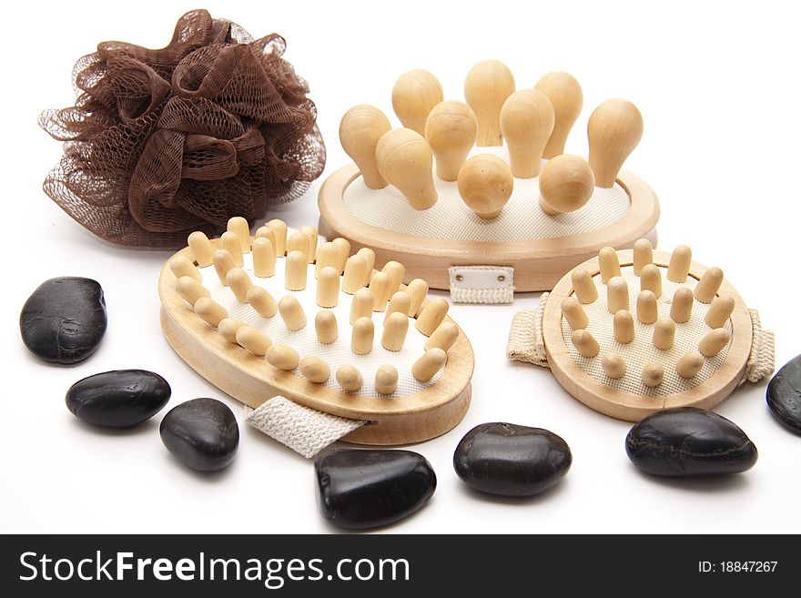 Different massage brushes with sponge