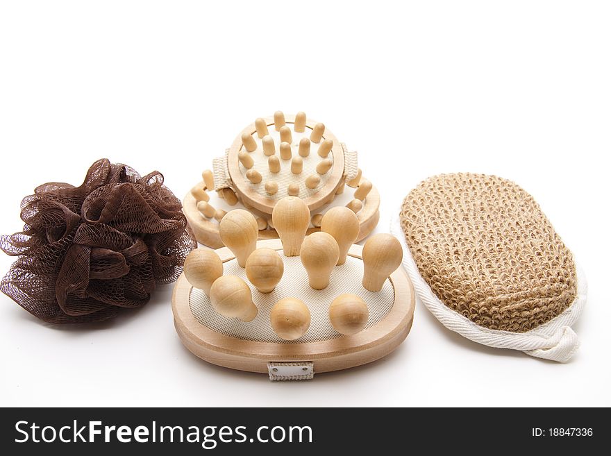Different massage brushes with sponge
