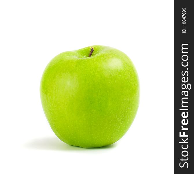 Fresh green apple on a white background.