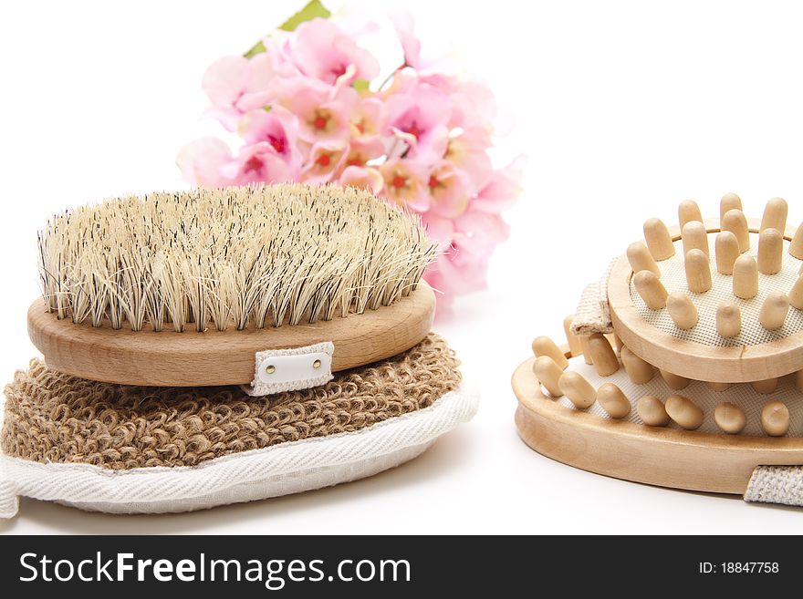 Different massage brushes with sponge