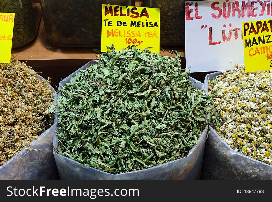 Melisa tea in Egyptian Spice Bazaar, Istanubul