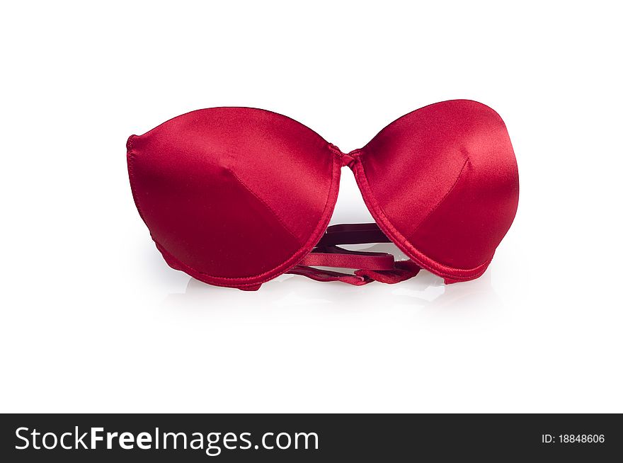 Red silk brassiere with path on white