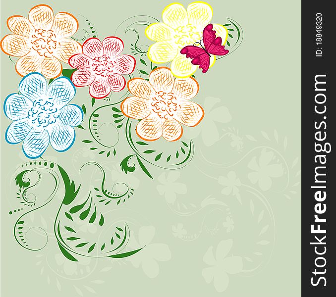 Gift card. Floral design background