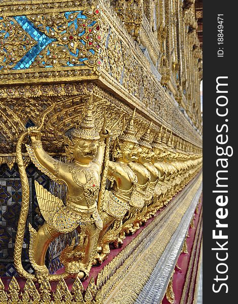 Golden Garuda In Grand Palace Bangkok Of Thailand