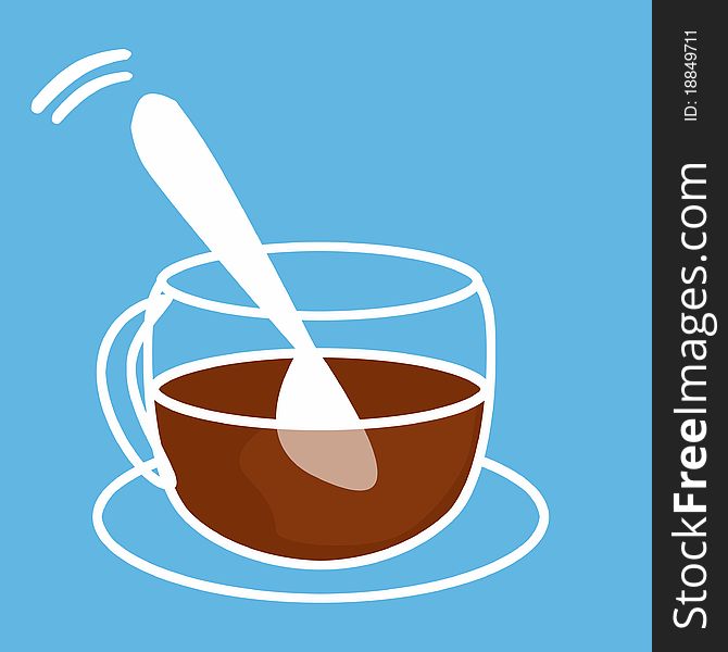 Illustration of cup coffee on a dark blue background. Illustration of cup coffee on a dark blue background