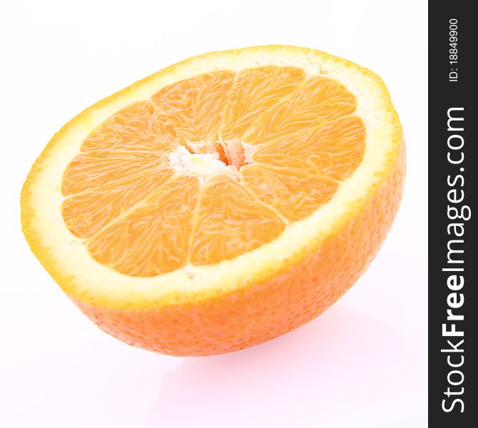 Half of an Orange on white background