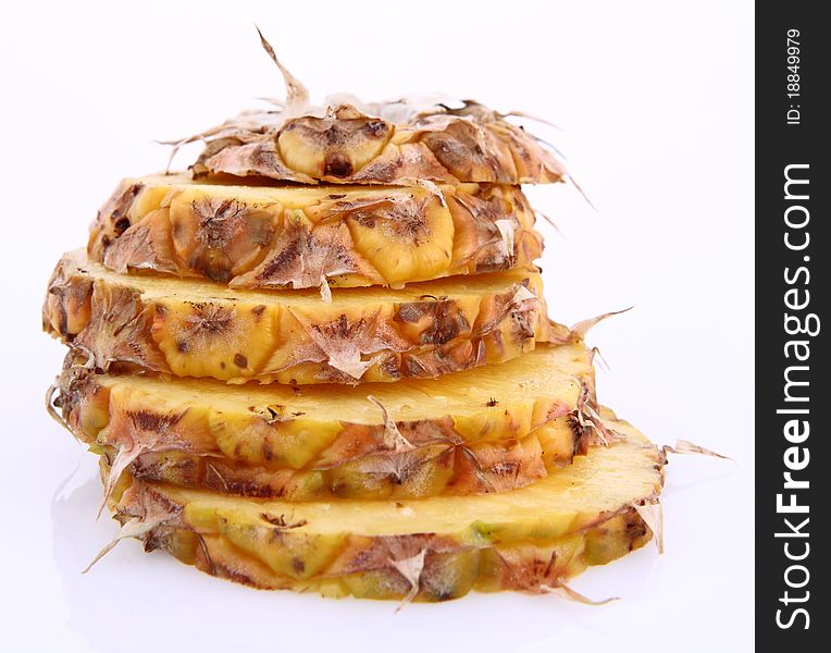 Pineapple slices, on a white background