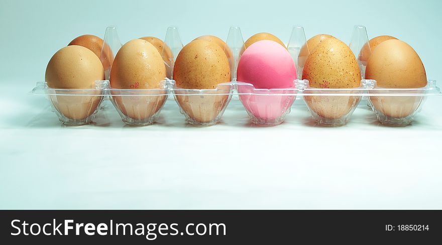 Actually, the pink egg is an edible cooked egg named thousand years old eggs.