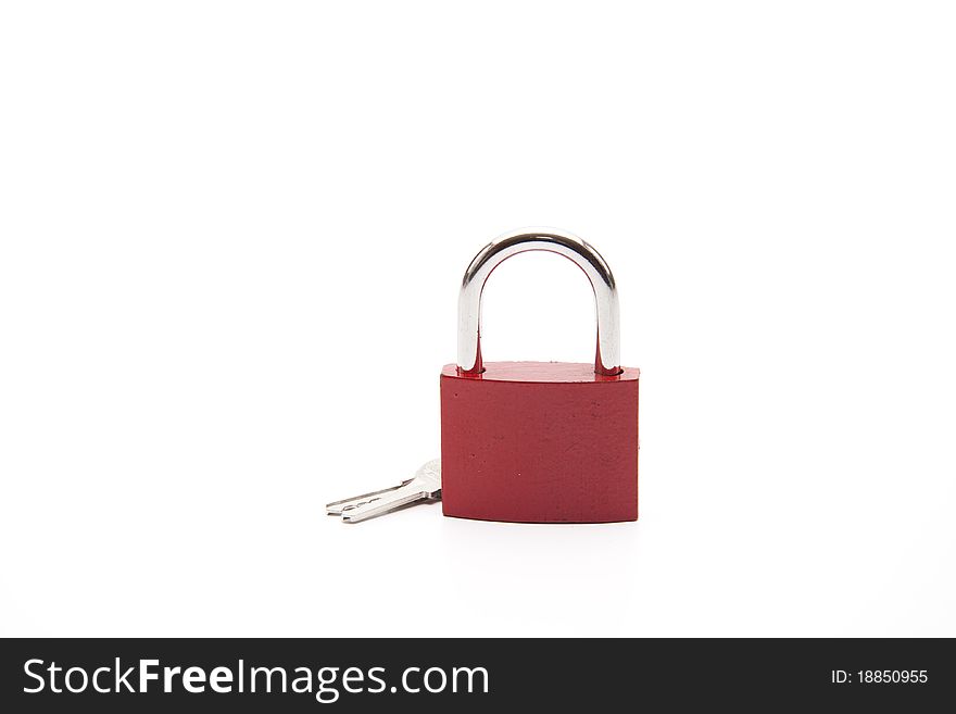 Red safety lock with key