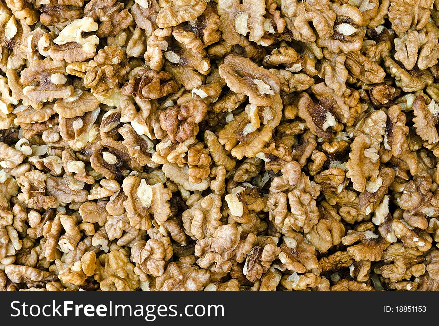 Bunch of walnuts on a table in the market