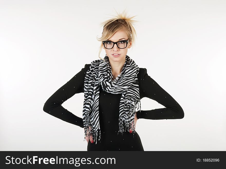 Portrait of a young attractive business woman ageinst white background. Portrait of a young attractive business woman ageinst white background