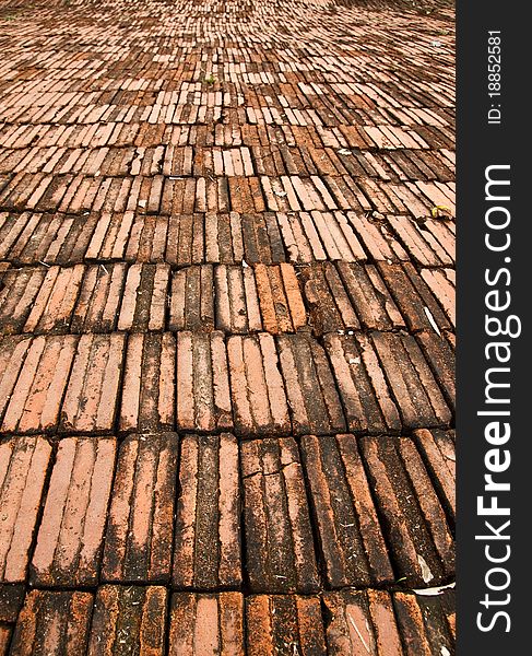 Texture of old brick walkway. Texture of old brick walkway
