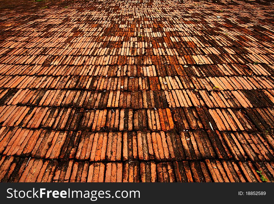 Texture of old brick walkway. Texture of old brick walkway