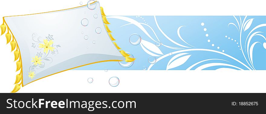 White Pillow And Bubbles. Decorative Banner