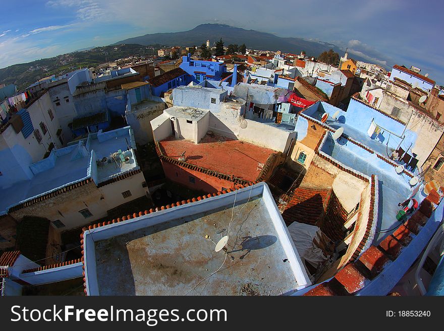 View of the flat roofs of arabic city in Morocco. View of the flat roofs of arabic city in Morocco
