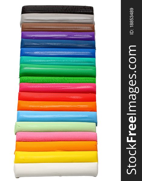 A set of eighteen colors of plasticine. Modelling and design for children. A set of eighteen colors of plasticine. Modelling and design for children.