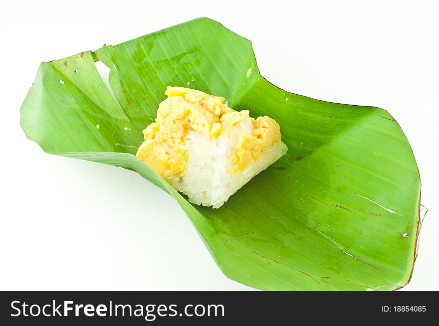 Thai sweet dessert ,Sticky Rice Custard isolated on white