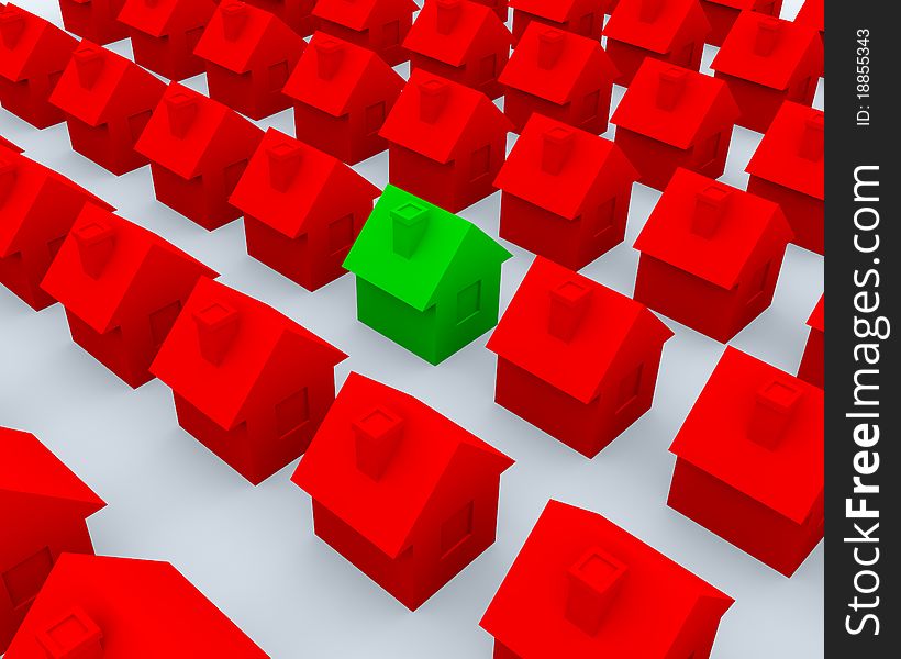 Red And Green 3d Houses