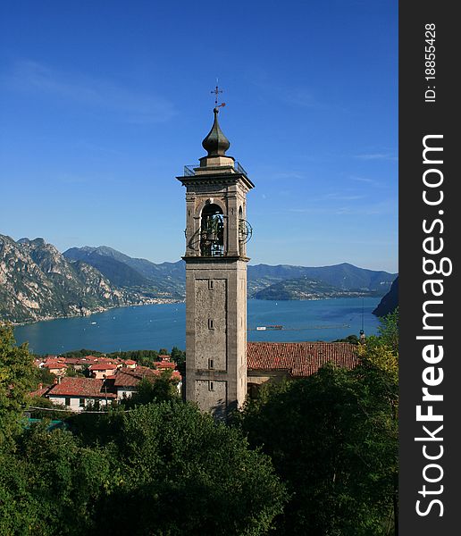View of the Iseo lake during a beautiful day. View of the Iseo lake during a beautiful day
