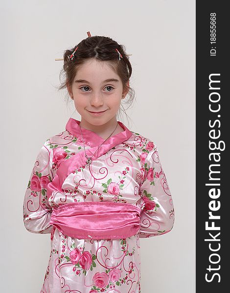 Cute Smiling Girl In Japanese Costume