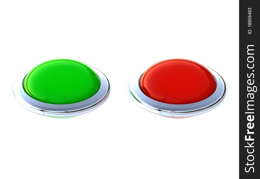 Green and red buttons isolated. Green and red buttons isolated