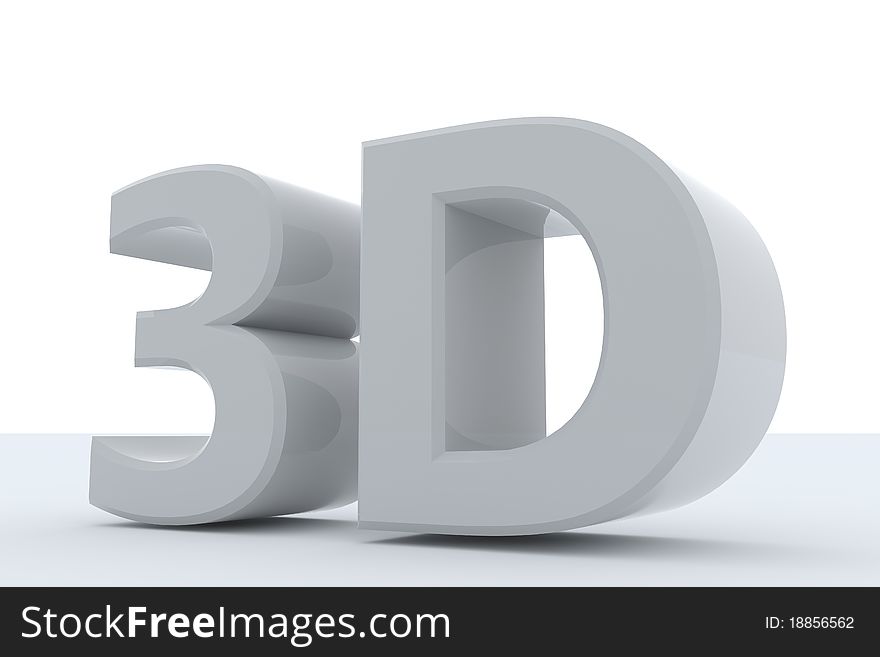 White glossy 3d word 3D made