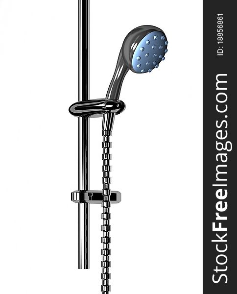 Chrome shower head that hangs on the wall