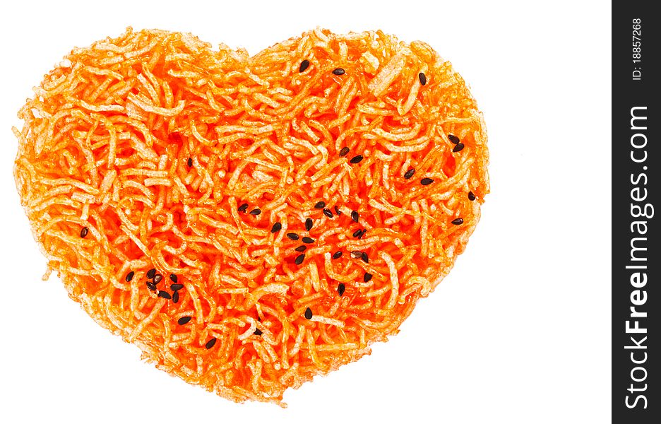 Crunchy noodle on white background. Crunchy noodle on white background