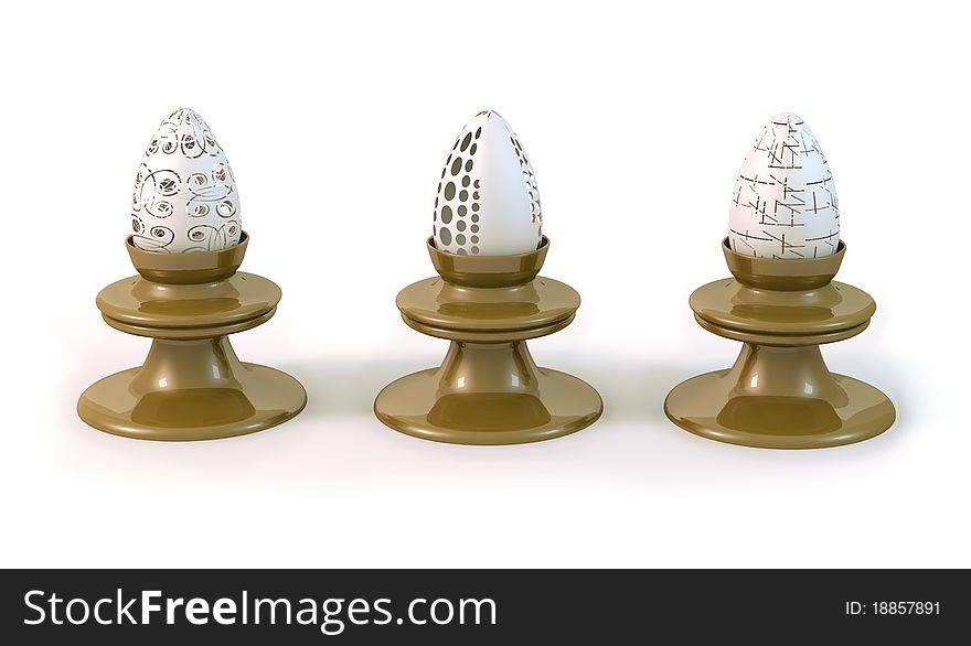 Faberge eggs on a base made ​​of lace material