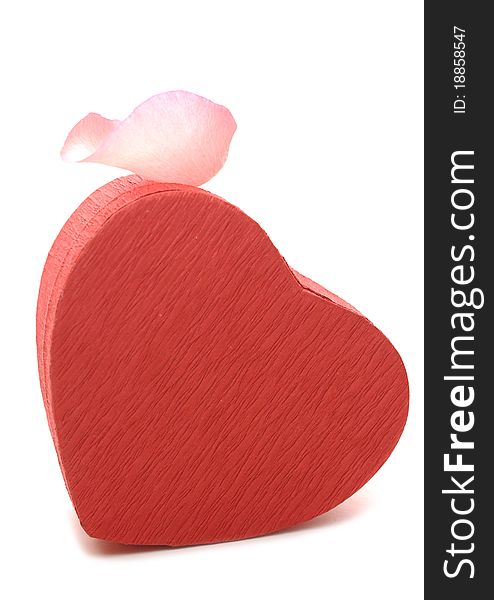 Red Heart-shaped Gift Box With Rose Petal