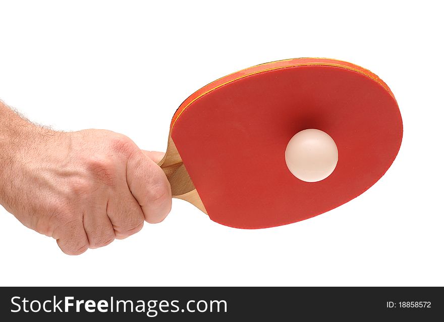 Hand holding table tennis bat balancing the ball