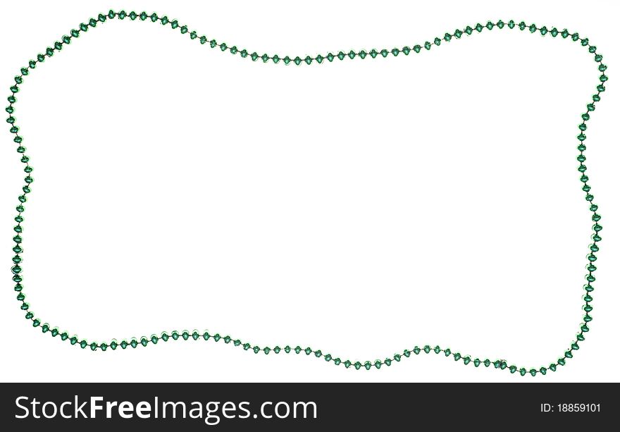 Green beads isolated on a white background
