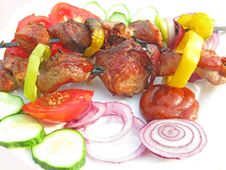 Grilled Barbecue Meat With Vegetables Stock Images