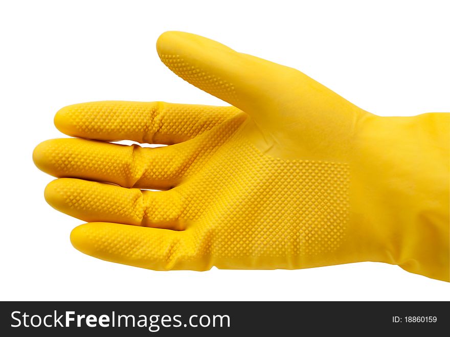 Protective gloves yellow on a white background.