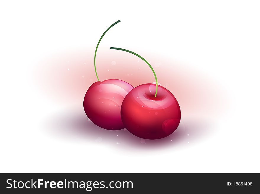 Vector fresh cherries on a white background. EPS10