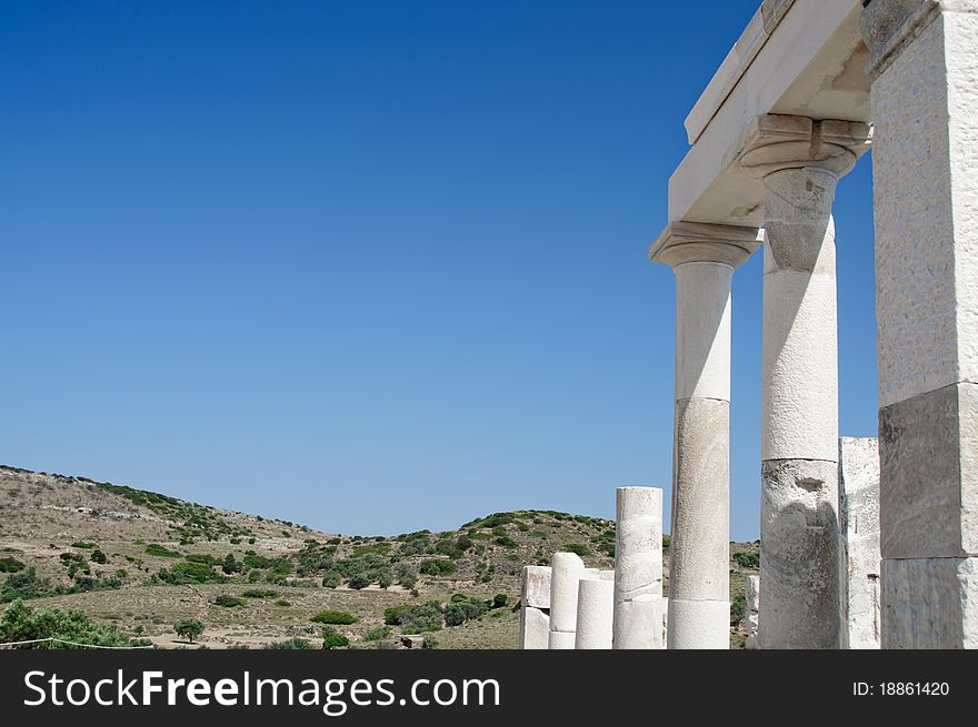 Columns in Delos, an Isle in Greece