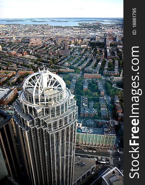 Boston's panoramic view as it is seen from Prudential tower in winter. Boston's panoramic view as it is seen from Prudential tower in winter