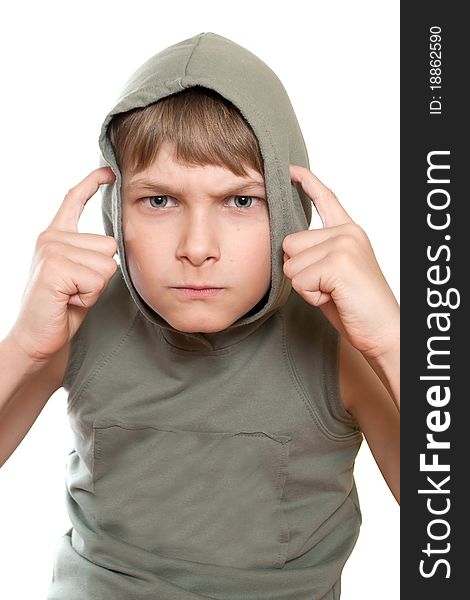 Portrait of a teenager isolated on a white background. Happy youth.