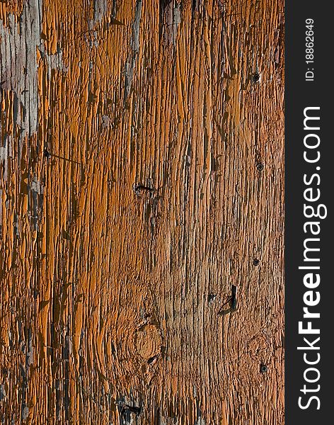 Old red painted wooden plank.