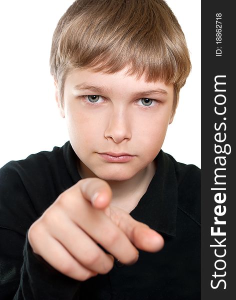 Portrait of a teenager isolated on a white background. Happy youth.