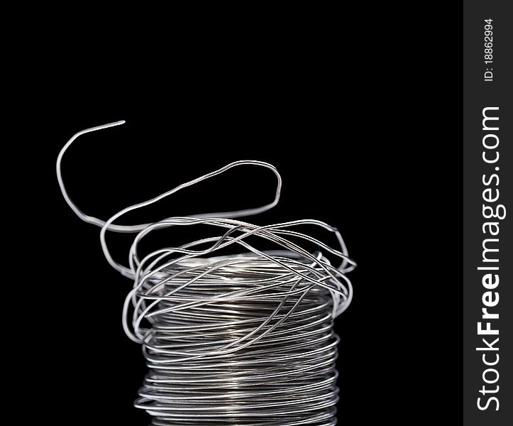 Industrial wire isolated on black background