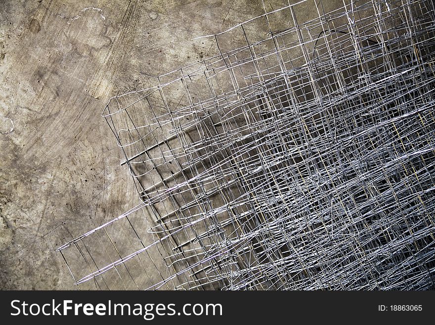 Industrial wire on grey concrete background. Industrial wire on grey concrete background