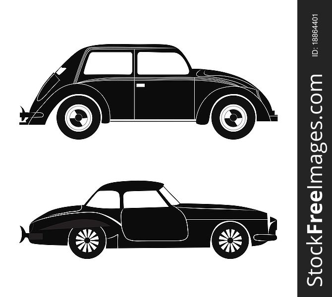 Set car silhouette, illustration. Two vehicle. Set car silhouette, illustration. Two vehicle