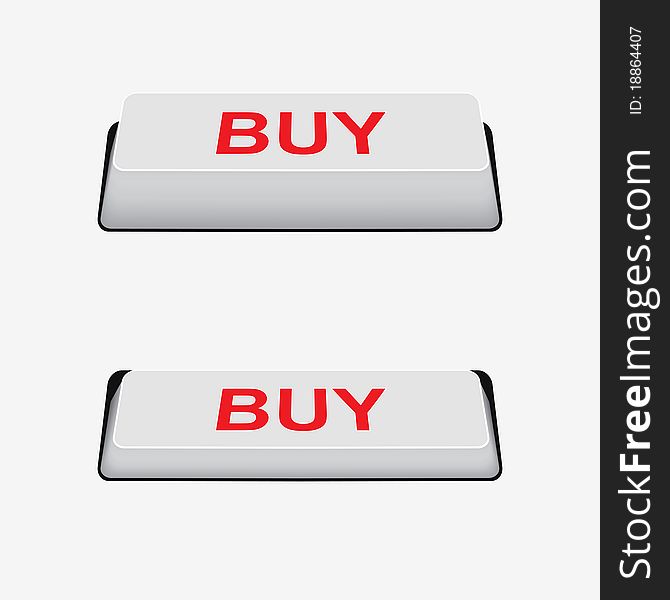 Shopping buy button and pressed button. Button on/off. Vector illustration. Element for design