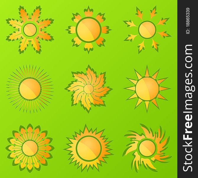 Set of icons on a sun theme. A illustration. Set of icons on a sun theme. A illustration