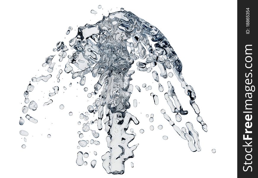 Stream splashing in drops of poor liquid. Stream splashing in drops of poor liquid
