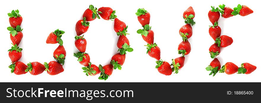 Image of the word love painted from a strawberry